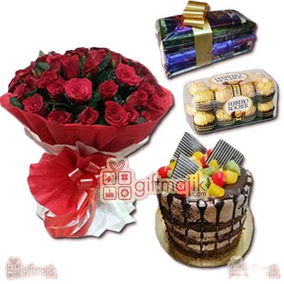 Beautiful Flowers chocolate and cake combo Special delivery