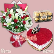 Deliver your loved ones Red Velvet Heart Shape cake with chocolate pack