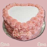 Heart shape Cream flowers Cake the cake is in random flavor of chocolate, butter scotch or fresh frutis