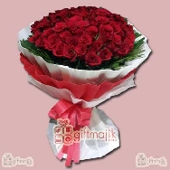 Send Luxury Bunch of 75 Red Roses beautifully Paper Packed