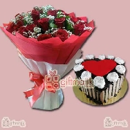 Send your loved ones 10 Red Roses bunch with half kg Rainbow cake